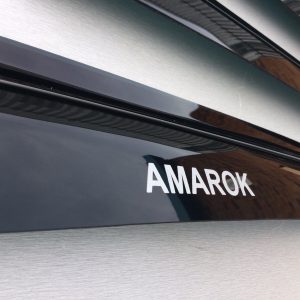 Gloss black window deflectors with lettering to fit Vw Amarok 2010 – 2021